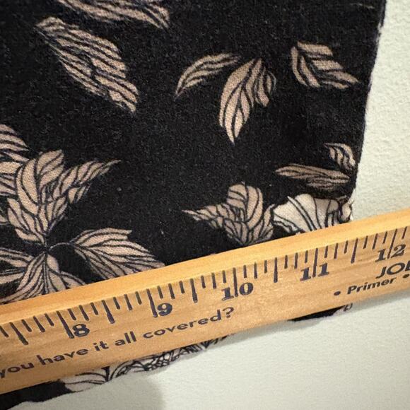 DaHui Hawaii Pants Womens Medium Black White Floral Wide Leg Linen Blend Smocked - Picture 11 of 16